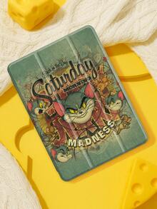 Tom and Jerry Artist x SHEIN 1个可爱卡通基础款平板电脑保护套，高端质感，简约全透明，柔软防摔硅胶材质，带折叠支架，是送给女孩和学生的完美礼物。兼容iPad 10代/iPad 7/8/9代（10.2英寸）/iPad Air 5/Air 4（10.9英寸）、iPad（A16）11英寸11代（2025款）。 - 彩色 - 查看 2