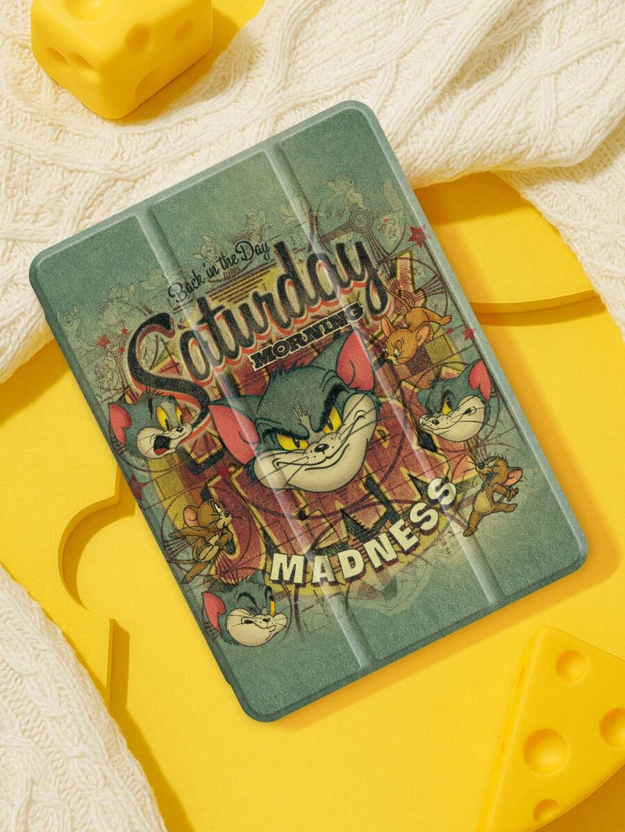Tom and Jerry Artist x SHEIN 1pc Cute Cartoon Basic Pad Case, High-End Texture, Simple, Fully Transparent, Soft Drop-Proof Silicone Cover With Folding Stand, Perfect Gift For Girls And Students. Compatible With IPad 10th Generation/IPad 7th/8th/9th Generation (10.2-Inch)/IPad Air 5 / Air 4 10.9 Inch,IPad (A16) 11 Inch 11th Generation 2025 - Multicolor - View 1