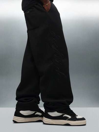 PLAYBOY X SUMWON Loose Fit Suedette Drawstring Sweatpants With Side Pockets Relaxed Elastic Waist Joggers For Casual Winter Autumn Comfort