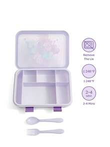 My Little Pony X SHEIN 6-Compartment Bento Box, Fruit Box, Snack Box, Picnic Box, Leak-Proof, Reusable, With Spoon, Fork,1500ml,Gift Ideas - Mauve Purple - View 4