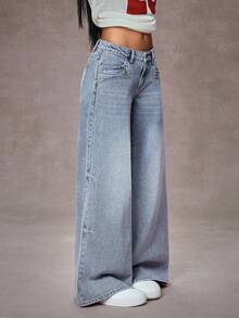 Jeanoix Women's Y2K Retro High Waist Wide Leg Jeans