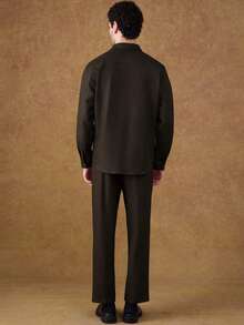 Core Aspect Bộ quần áo sơ mi và quần tây hai túi đơn sắc cổ điển dành cho nam, Thu/Đông - Rỉ Nâu - Xem 2