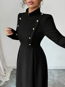 Elenzga A Long, Elegant Autumn Dress Woven By A Lady - Black - View 6
