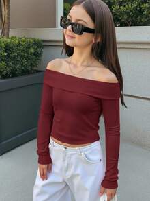 Firerie Kids Firerie Kids Tween Girls Burgundy Knit Casual Top, Fashionable And Versatile For Daily Wear, Back To School Season - Burgundy - View 1