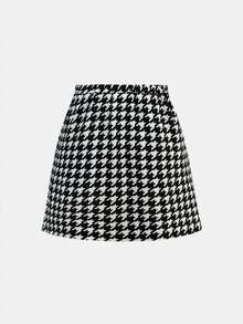 SHEIN 少女休闲简约舒适圆领开衫和半裙套装 - 黑與白 - 查看 9