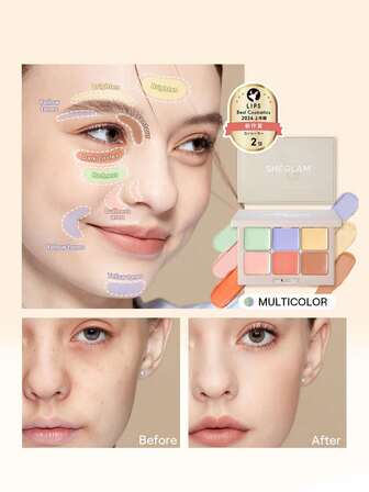 SHEGLAM Multi-Fix Concealer And Color Corrector-Macaron 6-Color Full Cover Cream Concealer Brightening Full Coverage Color Corrector Lightweight Multi-Use Smooth Concealer Brand Beauty Makeup Face Paint Cosmetic For Women Girls Perfect For Fall Winter Ideal For Y2K Fancy Fashion Suitable For Birthday Christmas Present Party Ready Best Color
