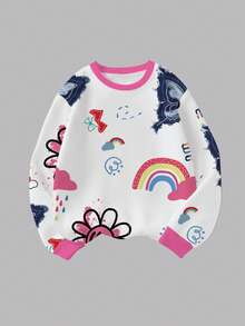 1 Set Ragazze Tween Casual Alla Moda Carino Maglione A Girocollo Maniche Lunghe Con Stampa Floreale E Farfalla E Leggings Set, Adatto Per Uscite, Shopping, Vacanze In Autunno/Inverno