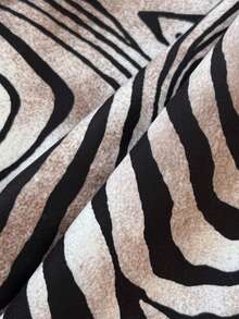 Elamini Robe sexy femme à col ras-du-cou, froncée, avec imprimé zébré blocs de couleurs