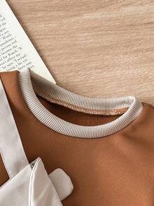 SHEIN 3件套男婴幼儿0-3岁秋冬休闲可爱熊斜挎包+长袖羊毛衫+裤子3件套服装 - 棕色 - 查看 7