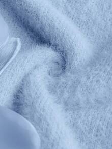 Firerie V领宽松舒适柔软粉色花卉装饰长袖针织衫，适合情人节、音乐会、演出、约会、正式晚宴、盛会、婚礼、性感、优雅、通勤、返校、度假、海滩、浪漫优雅、办公室时尚、美人鱼风格、秋冬季生日派对等场合。 - 藍色 - 查看 9