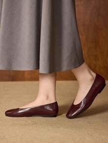 MOTF 女士时尚方头平底鞋，棕色 - 棕色 - 查看 3