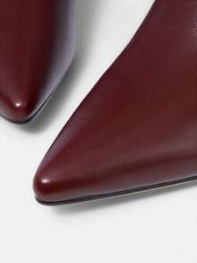 MOTF WOMEN'S FASHION PU LEATHER POINTED TOE KNEE-HIGH BOOTS FOR CHRISTMAS - Burgundy - View 6