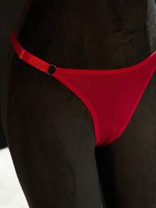 SpicyHot 4pcs/Set Women's Christmas Hollow Out Jingle Bell Pasties + Sexy Lingerie + Panties - Burgundy - View 4