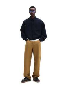 SUMWON 宽松长袖休闲衬衫，纽扣设计，宽松版型，适合工作场合穿着，纯色款 - 寶藍色 - 查看 6