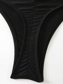 Oceva Summer Beach Women's Ruched V-Shaped Bikini Bottom - Black - View 3