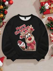 Manfinity Homme Herren süßer Rentier Weihnachts Schwarz Pullover Sweatshirt - Verschiedenfarbig - Übersicht 3