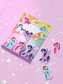 My Little Pony X SHEIN 4*20 Pcs   Notepad Set, Cute Notepad, Writing Memo Pad Page Marker, Cat Children's Office School Supplies Creative Gift,Gift Ideas - Mauve Purple - View 1