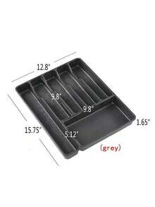 1个大隔层食物收纳盒，厨房储物托盘，扁平餐具盒，PP塑料材质，适用于桌面餐具、橱柜抽屉收纳，可存放餐具、筷子和小零件，返校用品 - 餐具收納盒 - 查看 6