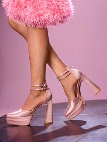 CUCCOO LuxiPop Giày cao gót mũi nhọn đế xuồng màu trơn thời trang thanh lịch dành cho nữ, thích hợp cho Halloween, Giáng sinh, tiệc tùng, hộp đêm - Màu Hồng  Dưa hấu - Xem 4