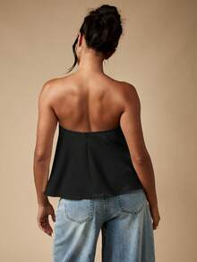 MISSGUIDED Strapless U Bend Notch Bustier Tank Top For Summer Nights Out Evening Casual Wear - Black - View 2