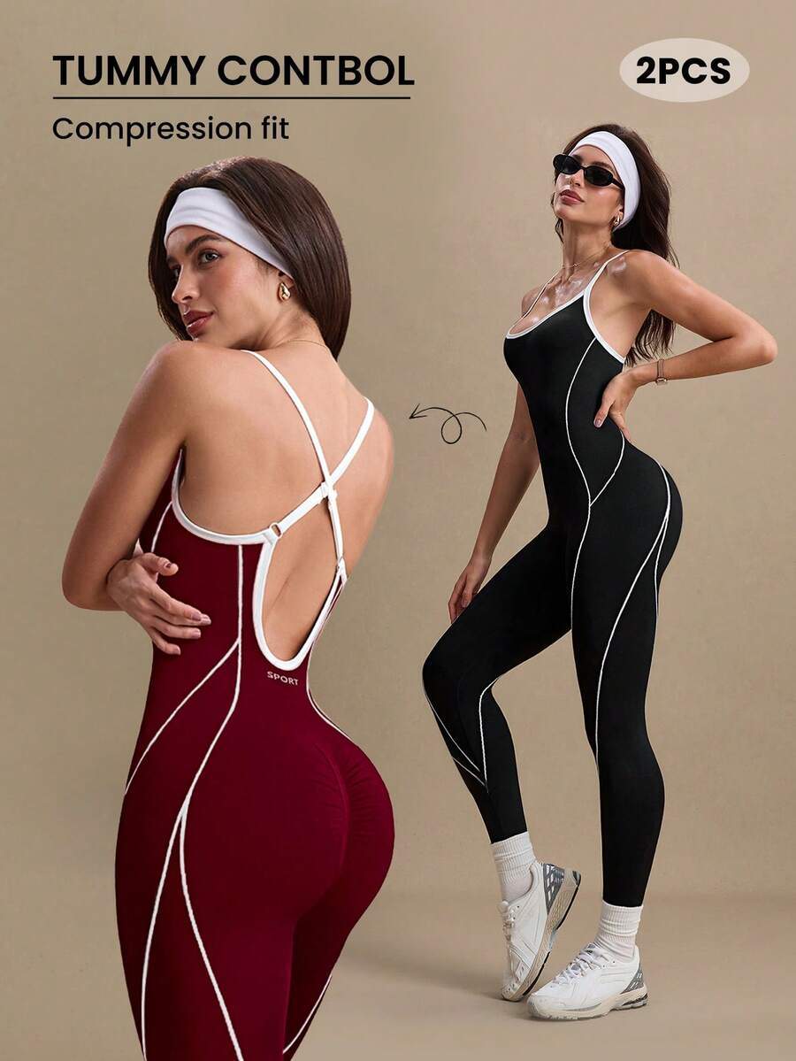 Velisys Mono sin costuras con espalda de tirantes para mujer - Multicolor - Ver 1
