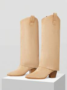 MOTF CUCCOO VINTAGE EMBROIDERED WESTERN KNEE-HIGH BOOTS FOR CHRISTMAS - Apricot - View 4