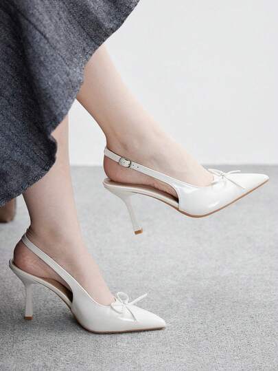 CUCCOO BIZCHIC Spitze elegante Schleifenverzierung Einfarbige Damen Stiletto High Heels