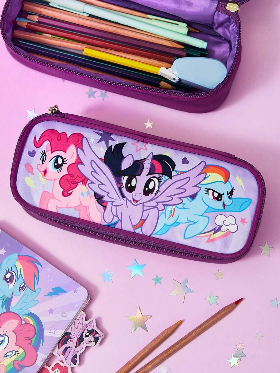 My Little Pony X SHEIN Hộp đựng bút 1 chiếc có nắp lật, túi đựng văn phòng phẩm, túi đựng mỹ phẩm, túi đựng đồ dùng cá nhân, túi đựng vật dụng nhỏ, thích hợp cho học tập, công việc, du lịch, sử dụng hàng ngày, lý tưởng cho học sinh và phụ nữ, Rainbow Dash, Twilight Sparkle, Pinkie Pie, ý tưởng quà tặng. - Màu tím - Xem 1