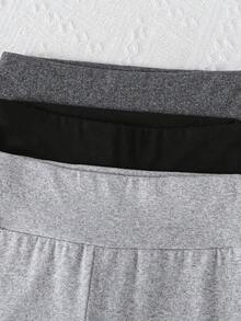 Genkimix Kids 3 st/set flickbyxor med hög midja och elastiska utsvängda byxor, mjuka och enfärgade, mångsidiga slim fit-leggings, lämpliga för vår och höst