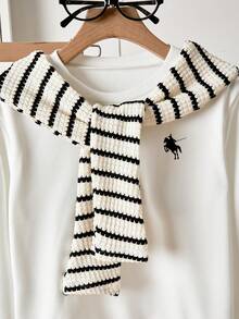 SHEIN Girls Poncho Sweatshirt + Striped Wide Leg Pants Set, Suitable For Spring And Autumn - Multicolor - View 6