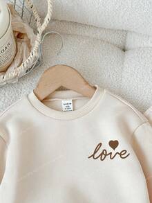 SHEIN Babygirl Cute Apricot Bow Decor Long Sleeve Sweatshirt & Elastic Waist Pants Set, Autumn/Winter Baby Set Autumn Winter Season Neutral Baby Clothes Cream Baby Girl Outfit Baby Girl Sweat Set Baby Casual Sets - Apricot - View 7