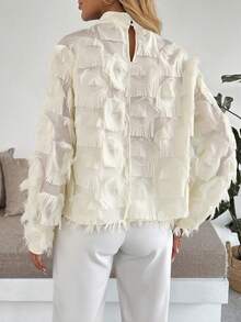 Rafferiza 女士时尚黑色蓬松长袖衬衫 - 杏色 - 查看 2