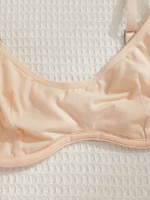 NudeFit 2pcs Women Casual Comfortable Solid Color Bra Set - Apricot - View 7
