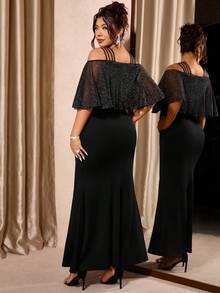 Cravure Đầm trễ vai đính ngọc trai cỡ lớn cho nữ, thanh lịch, giản dị cho tiệc tùng, nghỉ dưỡng, lãng mạn - màu đen - Xem 2