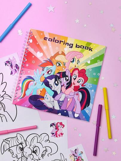 My Little Pony X SHEIN 20 páginas Libro de colorear de graffiti, Libro de colorear creativo dibujado a mano, Libro de colorear de iluminación de graffiti con marcadores