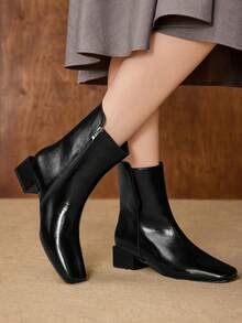 MOTF 侧拉链奢华时尚方头短靴 - 黑色 - 查看 3