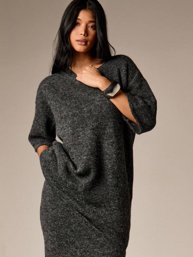 Knitted Sweater Top With Wide Sleeves