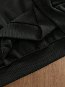 EASEVO Casual Patchwork Contrast Color Loose Hoodie Sweatshirt For Plus Size Men, Long Sleeve Top - Black - View 6