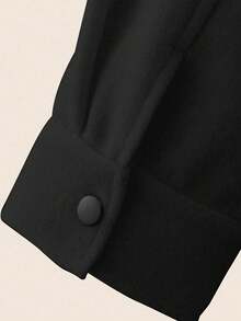 Claim Dot 男士长袖休闲日常通勤简约纯色翻领弹力下摆大衣，秋冬短款男士大衣宽松大衣超大款大衣 - 黑色 - 查看 6