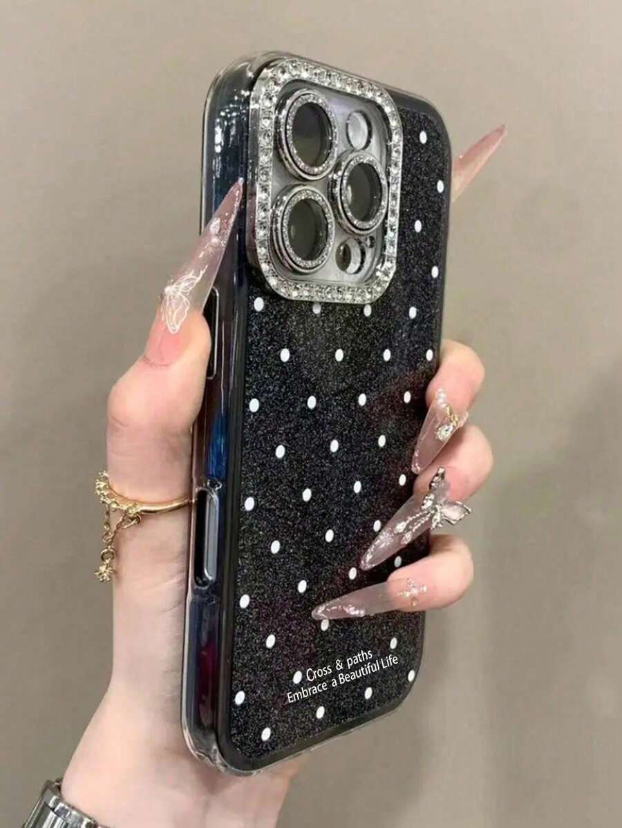 Glitter Polka Dot Sequins Phone Case Compatible ,Lovely Solid Color Summer Back Cover,Back To School.