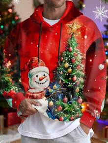 Manfinity Homme Men's Christmas Snowman Print Drawstring Hooded Sweatshirt Cozy Fall & Winter Styles  Christmas Women Tops Christmas Women Shirts  Christmas Outfits  Christmas Men Shirt  Christmas Gifts  Men Hoodies  Men Gifts Mens Hoodies Graphic - Multicolor - View 1