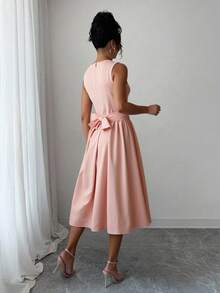 EURMUSE Abiti lunghi da donna con zip, vestibilità regular, senza maniche - Rosa Baby - Visualizzare 3