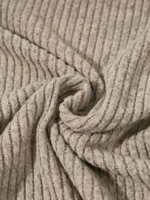 Franclia Plus Size Elegant Round Neck Knit T-Shirt, Minimalist Fashion Knit Top, Autumn/Winter - Apricot - View 5