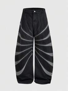 ROMWE MEN Street Life Men's Minimalist Print Heavy Distressed Straight Leg Jeans - Grey - View 10