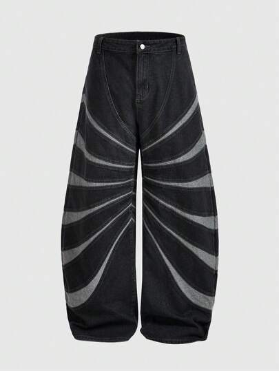 Street Life Jeans droits pour hommes avec imprimé minimaliste et effet délavé prononcé