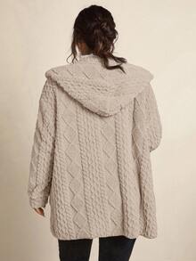 Freevana Chaqueta con capucha reversible y esponjosa con estampado de corazón - Marrón - Ver 2