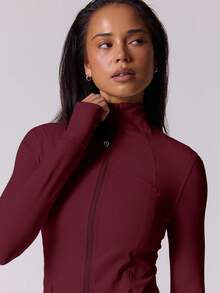 Musera Sport Sculpt Long Sleeve Zip Up Sport Active Jacket Gymwear Seamless Slim Cinched Stretch Padel Pilates Fitness Desert Runner Yoga Fall Daily Casual - Burgundy - View 2