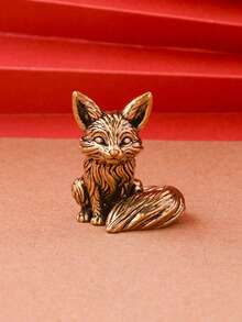 1件黄铜仿狐狸摆件，金属工艺微景观装饰品，生日礼物，毕业礼物 - 彩色 - 查看 2