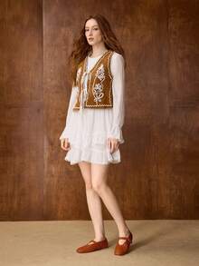 MOTF CUCCOO SQUARE TOE WOVEN STRAP FLAT LOAFERS SPRING SHOES - Brown - View 10