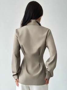 Firerie 女士休闲/办公时尚新款收腰长袖口袋西装外套，卡其色 - 卡其色 - 查看 8